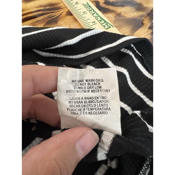 Luxology Women T Shirt Dress Black White Striped Stretch Size Large Classic City - Picture 10 of 10